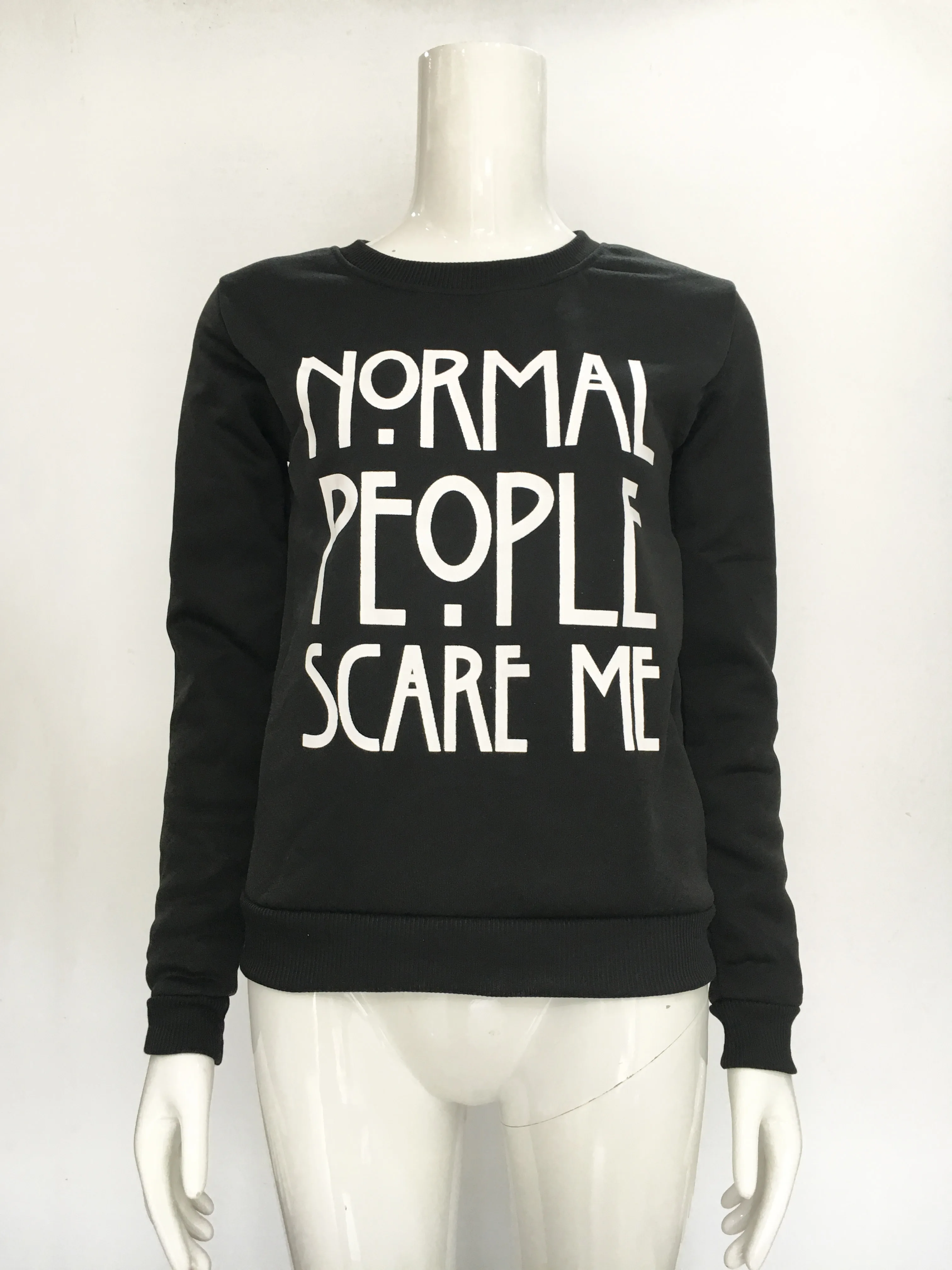 Толстовки с надписью «Normal people scare me», женские повседневные толстовки Kawaii Harajuku, новая одежда в стиле панк, европейские Топы в Корейском стиле