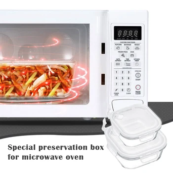 

Economical Transparent Glass Lunch Box with Cover Microwave Oven Dedicated Square Storage Crisper ds99
