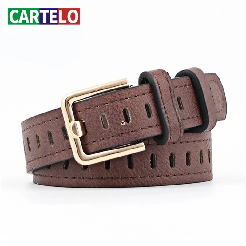 

CARTELO women's belt fashion trend Retro Leather Belt women alloy multi color versatile cattle belt NEW