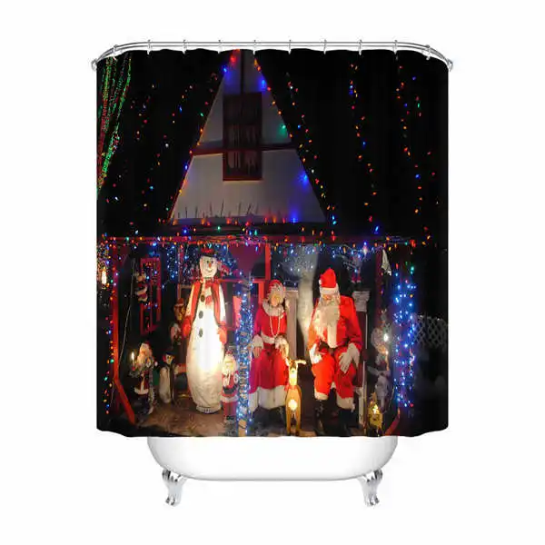 Shower Curtain Пользовательские Водонепроницаемый душ Шторы красный Рождественская елка напечатаны Ванная комната Декор различные размеры#180324-01-32 - Цвет: Shower Curtain