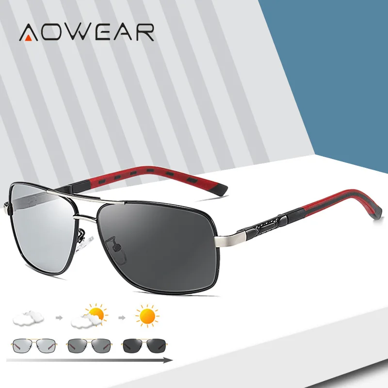 

Солнцезащитные очки AOWEAR мужские, с фотохромными линзами, поляризационные, для дневного и ночного вождения, солнцезащитные очки хамелеон, мужские линзы, меняющие цвет