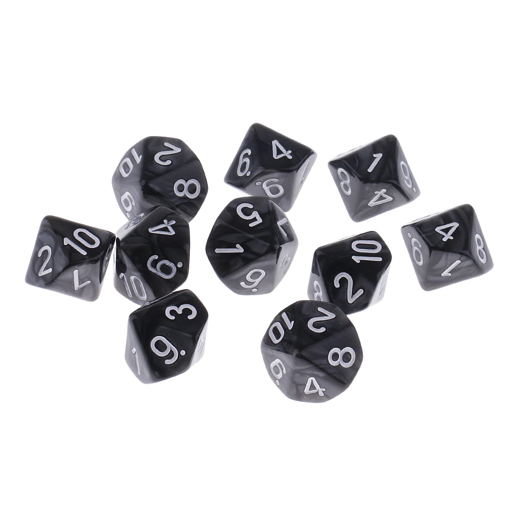 10 Pieces Plastic 10-sided Dice D10 for Party Bar Game Accessory