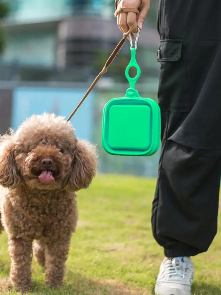 Pet Silicone Folding Rice Bowl Cat And Dog 2 In 1 Double Bowl Easy To Carry Pet Out Accessories Can Be Non-slip Can Be Hung