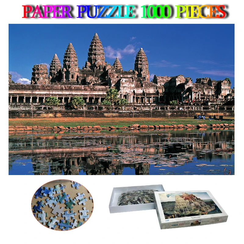 Angkor Wat, Камбоджа, бумажные головоломки, 1000 деталей, пазлы для взрослых, великолепные древние здания, головоломки, детские развивающие игрушки