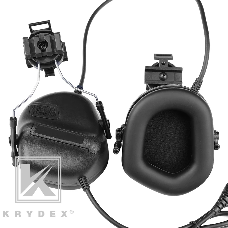KRYDEX шумоподавление звук палочки наушники ж/рельсовый адаптер микрофон Peltor Comtac тактическая гарнитура для быстрого MICH Шлем BK