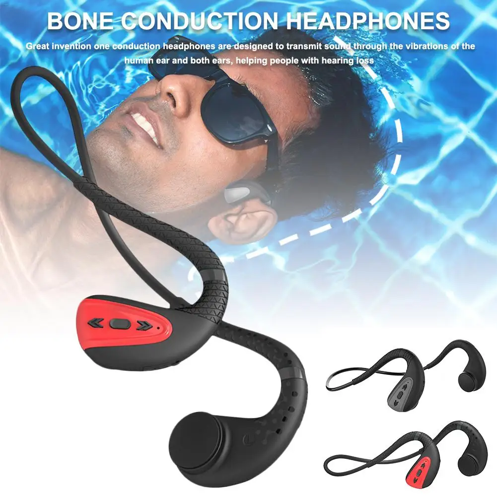 Гарнитура Bone Conduction Bluetooth 5,0, Стерео уровень 8, водонепроницаемые спортивные наушники для плавания и бега, беспроводные наушники с микрофоном, гарнитура с громкой связью