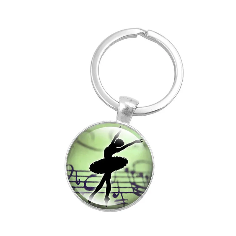 

Ballet Girl's Time Stone Keychain Europe And America Hot Sales Glass Pendant Alloy Key Chain