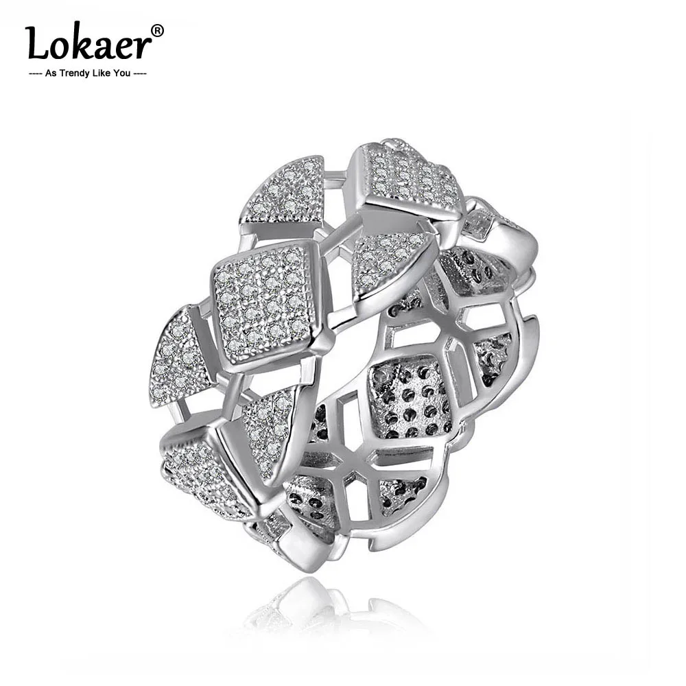 Lokaer эксклюзивные геометрические серебряные Свадебные кольца мозаика AAA