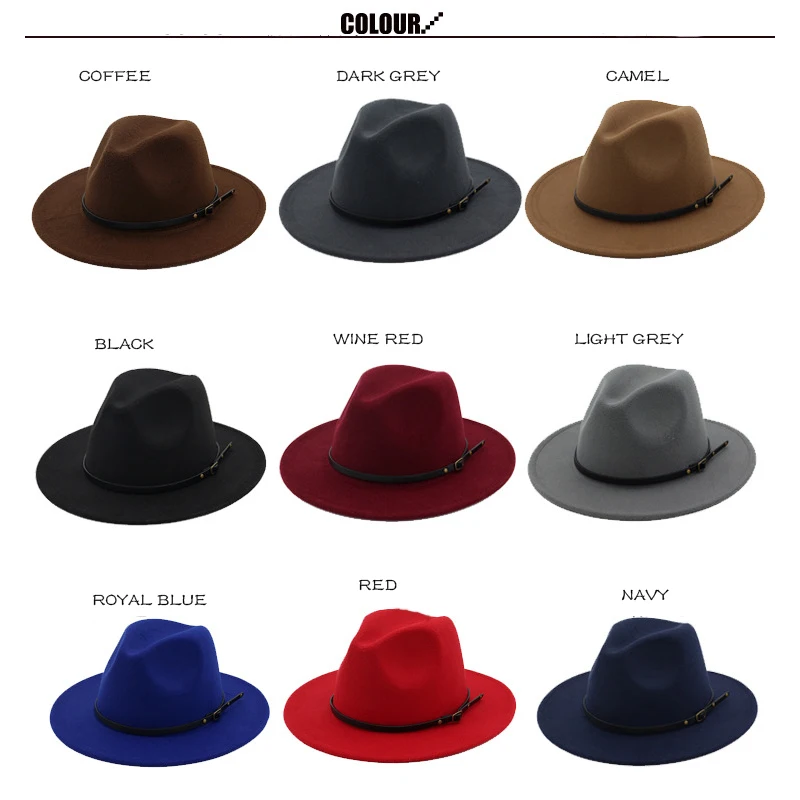 FS Chapeau Fedora шляпа сомбреро для мужчин и женщин шерстяная зимняя фетровая джазовая шляпа модная черная шляпа с широкими полями Панама Трилби осень