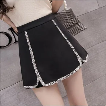 

2019 New Women Lacework Shorts Skirts Female Fashion High Waist Shorts Black/White Casual Summer Shorts Woman Elegant Culottes