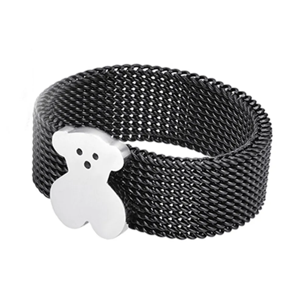 Bear-Ring Jewelry Stainless-Steel Silver-Color Titanium Wholesale Gold Lover Gift Material