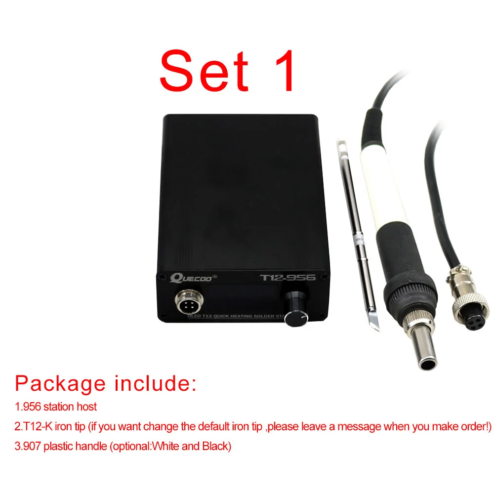 T12-956 OLED-STC 1,3 дюймов цифровой дисплей паяльная станция большой экран с T12-907 пластиковой ручкой и K паяльник - Цвет: SET1