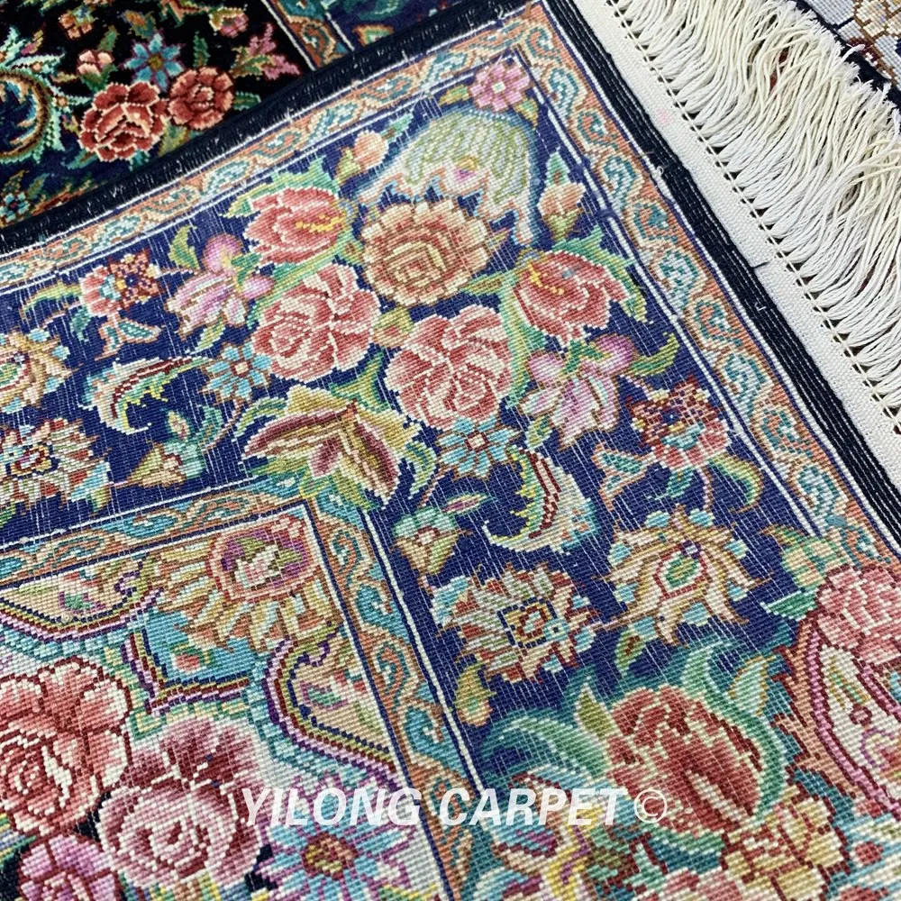 YILONG 2'x3' ручной работы чистый Шелковый ковер изысканный ручной завязанный Кум шелковый ковер(ZSH001A