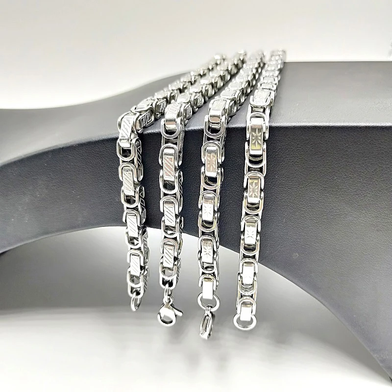 Oulai777 мужские массивные ожерелья из нержавеющей стали Мужские аксессуары рок-группа хип-хоп серебряное ожерелье с длинными цепями Византия