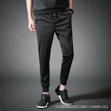 Мужские повседневные эластичные брюки Талия Длинные спортивные свободные брюки Мода