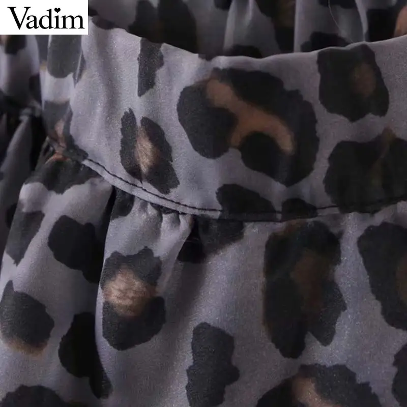 Vadim, Женская длинная юбка с леопардовым принтом, животный узор, эластичная талия, органза, Женская Повседневная модная базовая юбка, mujer BA849