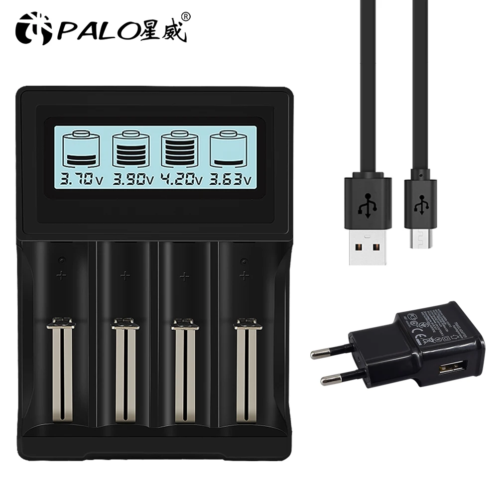PALO battery Charger for 18650 26650 21700 18350  3.7V  lithium li-ion battery with LCD display Smart Charger for  3.7v Li- ion