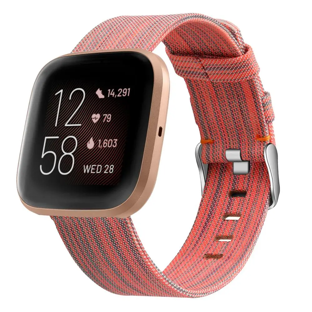 color orange Холщовый нейлоновый ремешок для часов fitbit versa 2, умный ремешок для часов, большой маленький спортивный браслет, ремешок для fitbit versa lite/versa belt - Цвет: color orange