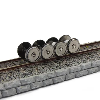 2 Pairs HO Scale 1:87 48'' Metal DC Wheels Model Trains DC Wheels with Gear HP0287