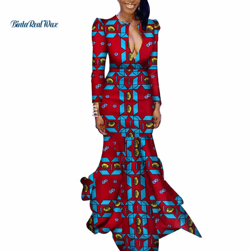 New-Autumn-Women-Long-Dress-Bazin-Riche-100-Cotton-African-Wax-Print-Floor-Length-Dress-Traditional (7)