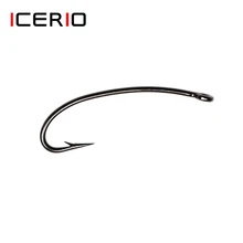 ICERIO 50 قطعة منحني مستقيم العين يطير ربط هوك الجاف الرطب الذباب النطاط Terrestrials و Stonefly الحوريات إغراء الطعم المواد(China)