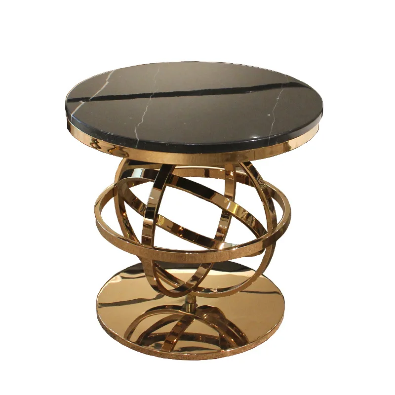 Marble Small Coffee Table Nordic Stainless Steel Living Room Creative Personality Metal Edge Table Light Luxury Furniture Globe