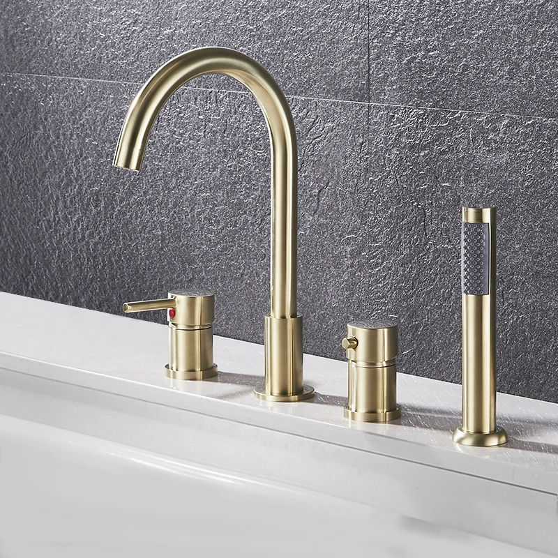 Deck Mount Bathroom Bathtub Faucet Set With Handheld Shower Tub Faucet ...