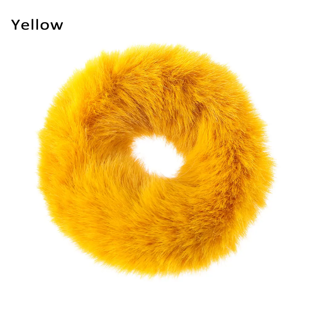 yellow Зимние плюшевые резинки для волос для женщин и девушек, имитация норки, эластичные резинки для волос, резинка для волос, держатель для волос, головной убор, аксессуары для волос - Цвет: yellow