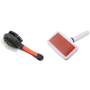 

Pet Dog Cat Shedding Grooming Pin Hair Brush Comb White & Grooming Brush for Dogs, Cats and Small Animals in Double Face