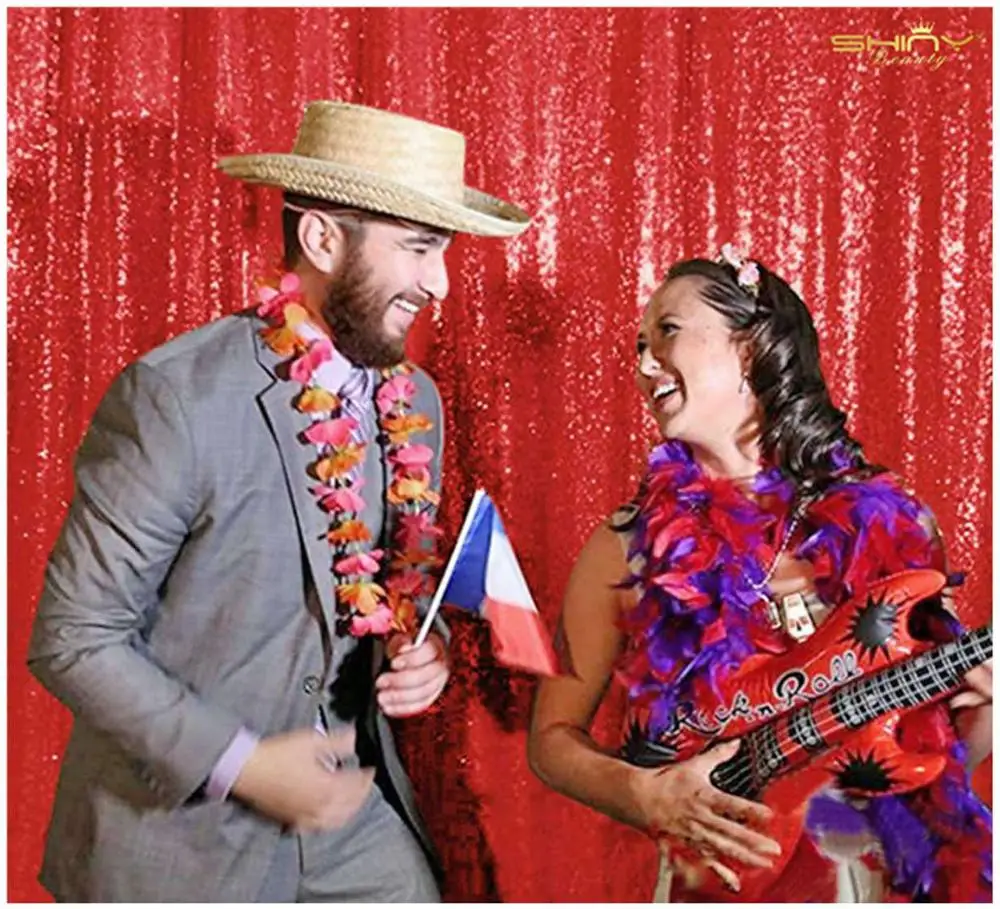 

Shinybauty 2 Panels 3X9FT Red Sequin Photo Backdrop Mermaid Birthday Party Photo Booth Backdrop Stage Party Decoration-M190822