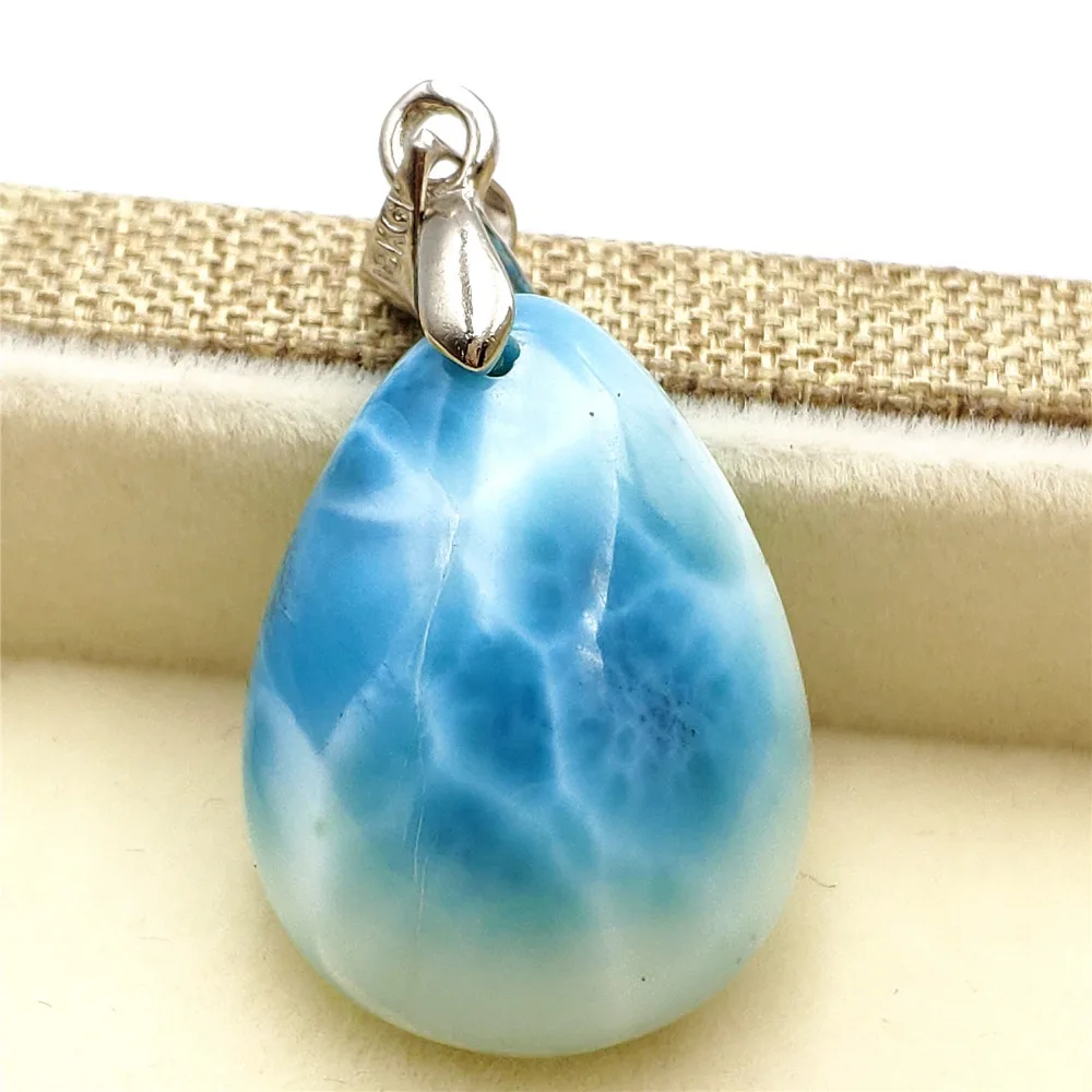 Top Quality Natural Blue Larimar Pendant 23x17x8mm Gemstone Women Men Water Drop Lucky Love Gift Pendant AAAAA Certificate