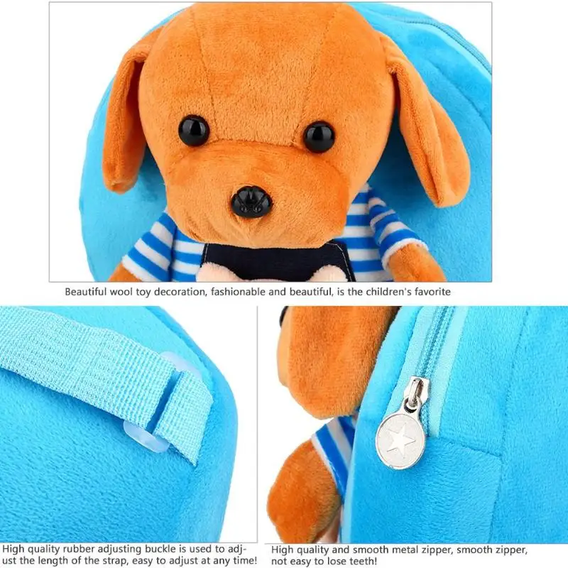1-3Y Plush Cartoon School Bag For Girl 3D dog Kindergarten Schoolbag Cute Kids Children's Backpacks Gift Toddler Kids Satchel