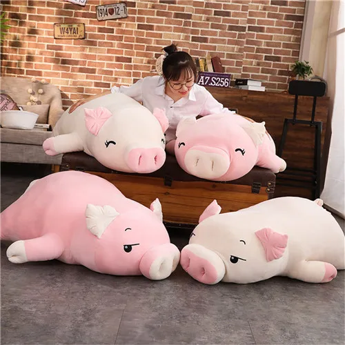 Fancytrader 43'' Kawaii Big Cartoon Pig Plush Toy Big Stuffed Fat Pink Pigs Hugging Pillow for Kids Girlfriend 110cm 2 Colors (6)