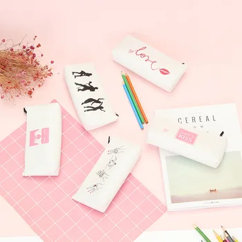 

1pcs Coloffice Leather Cute Cartoon Creative Finger Dance Printing Coin Purse Pen Bag Students Stationery School Office Supplies