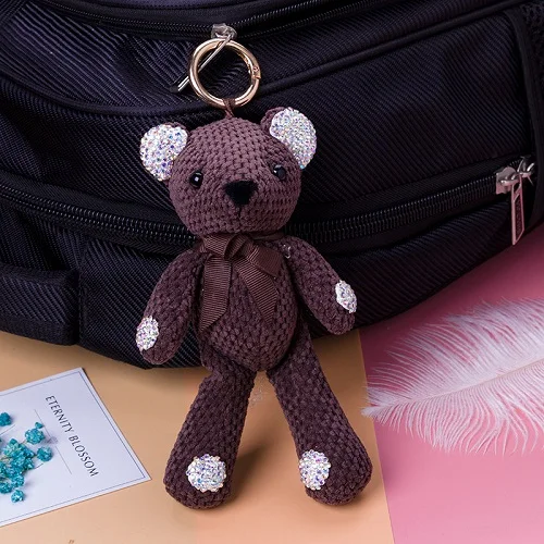 Высокое качество Мультфильм плюшевый медведь брелок льняной ткани кукольный брелок кулон длинные ноги медведь женская сумка висячая детский подарок - Цвет: Красный