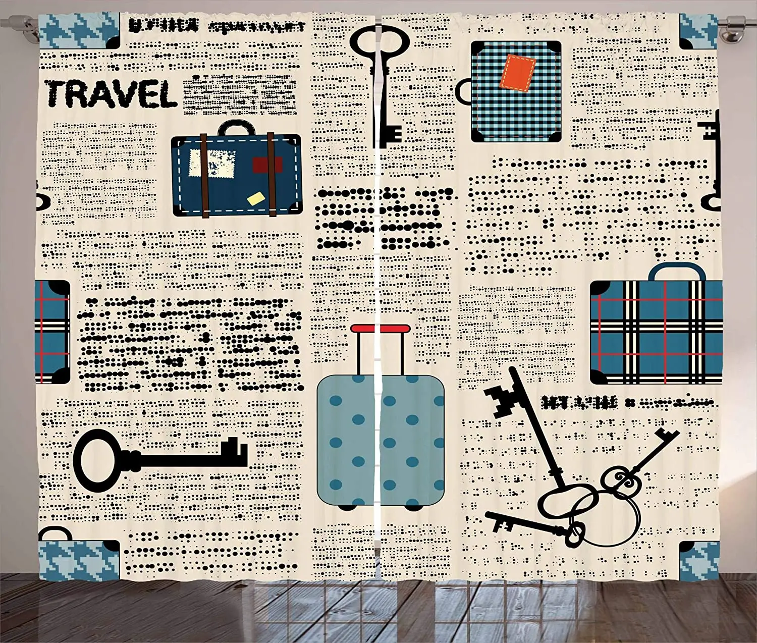 Modern Old Newspaper Key Dot Text Retro Home Bedroom Kitchen Living Room Decoration Items Window Curtains for | Дом и сад