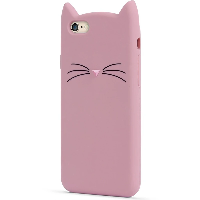 Чехол для iPhone 8 X силиконовый 3D чехол с милым розовым котом 5S 6 6S Plus 7 XS 5 SE