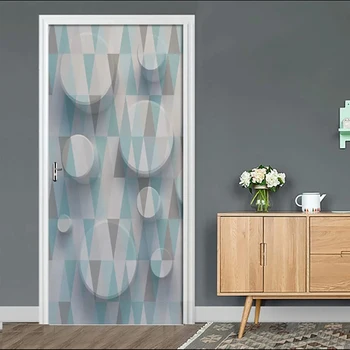

Self Adhesive Renew Home Decor 3d Door Sticker Geometry Print Art Waterproof Wallpaper Mural Wardrobe Renovation Decal Picture