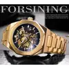 Forsining 2022 Gold Mechanical Automatic Watches For Men Skeleton Waterproof Clock Top Brand Luxury Luminous Hands Wristwatches ► Photo 2/6