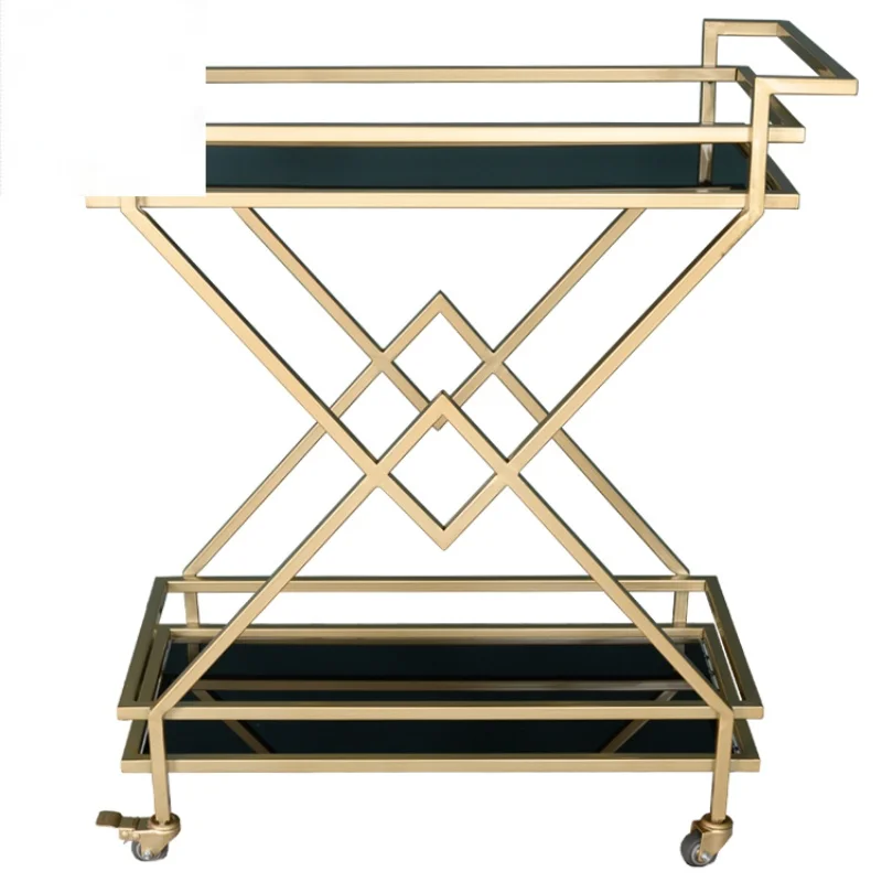 

Factory directly sales deep price gold trolley household drinks trolley dining cart mobile sideboard cabinet