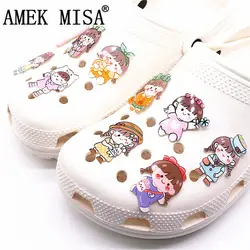 Breloques de chaussures en acrylique 10 pièces/lot, accessoires de décorations de chaussures de dessin animé coréen pour cadeaux de fête de noël pour enfants 