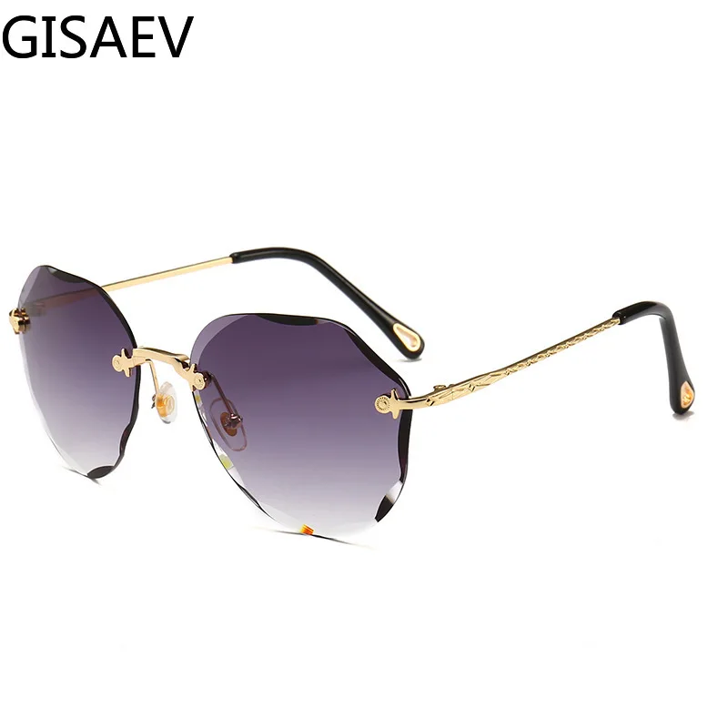GISAEV Driving Glasses Woman Fashion Rimless Diamond Cutting Lens Ladies Sunglasses Luxury Vintage Classic Shades Ocean | Автомобили и