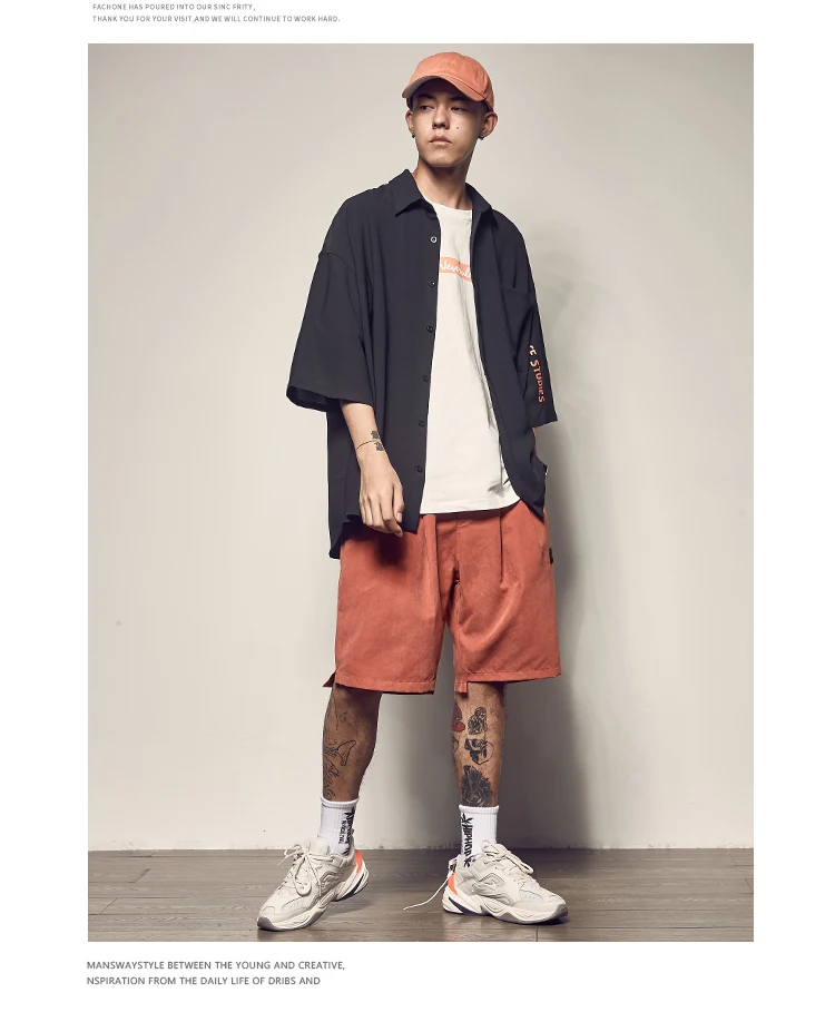VOGUELEO 2019 новая стильная модная повседневная рубашка мужская одежда оверсайз хип-хоп с воротником на пуху, с короткими рукавами, однотонные