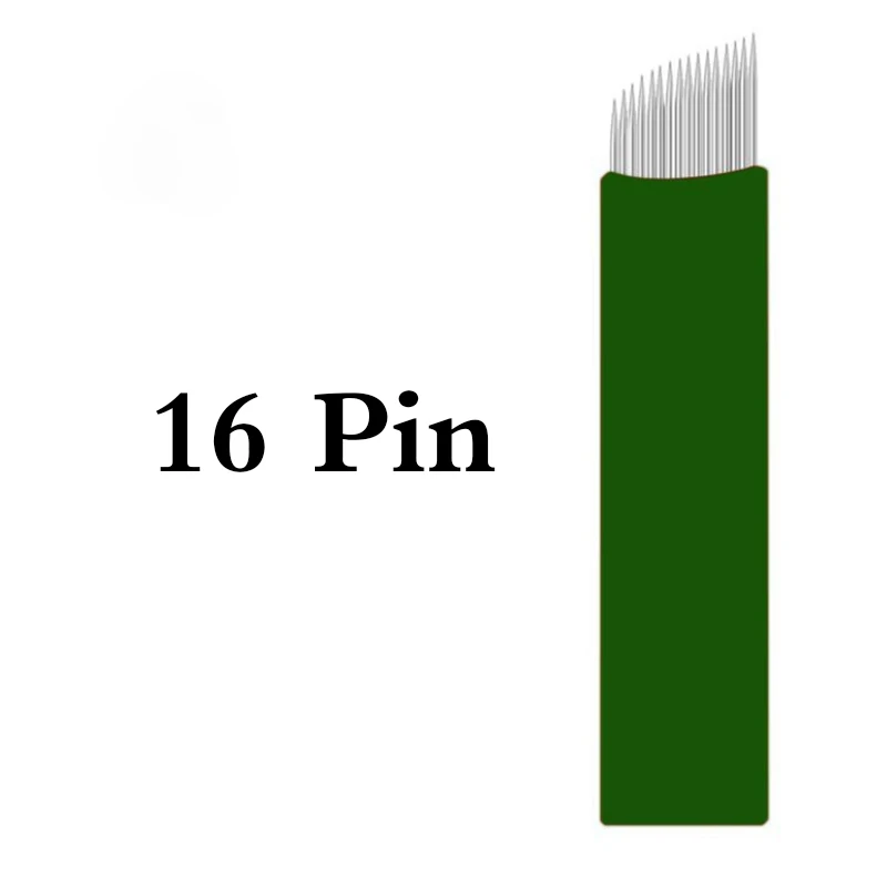 200 шт. нанолопасти, ламинаты, микроблейдинг, игла, гибкий, 12pin, 14pin, 16pin, 17pin, 18pin, зеленый, для микро 3d вышивки, Pernement, макияж