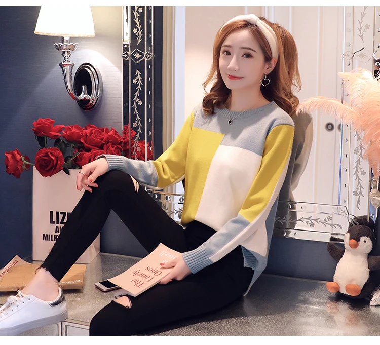 Breastfeeding Maternity Sweater Autumn Winter Knitting Nursing Tops for Pregnant Women Tee Color Matching Pregnancy Sweater