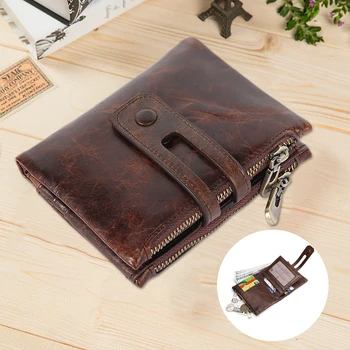 

Vintage Genuine Leather RFID Blocking Wallet Mens Travel Business Magnetic Zip Fashion Coin Purse