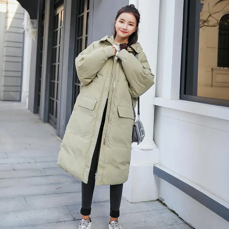 Зимняя женская куртка, пальто, новинка 2019, модная утепленная хлопковая стеганая парка с длинным капюшоном, Женская ветровка