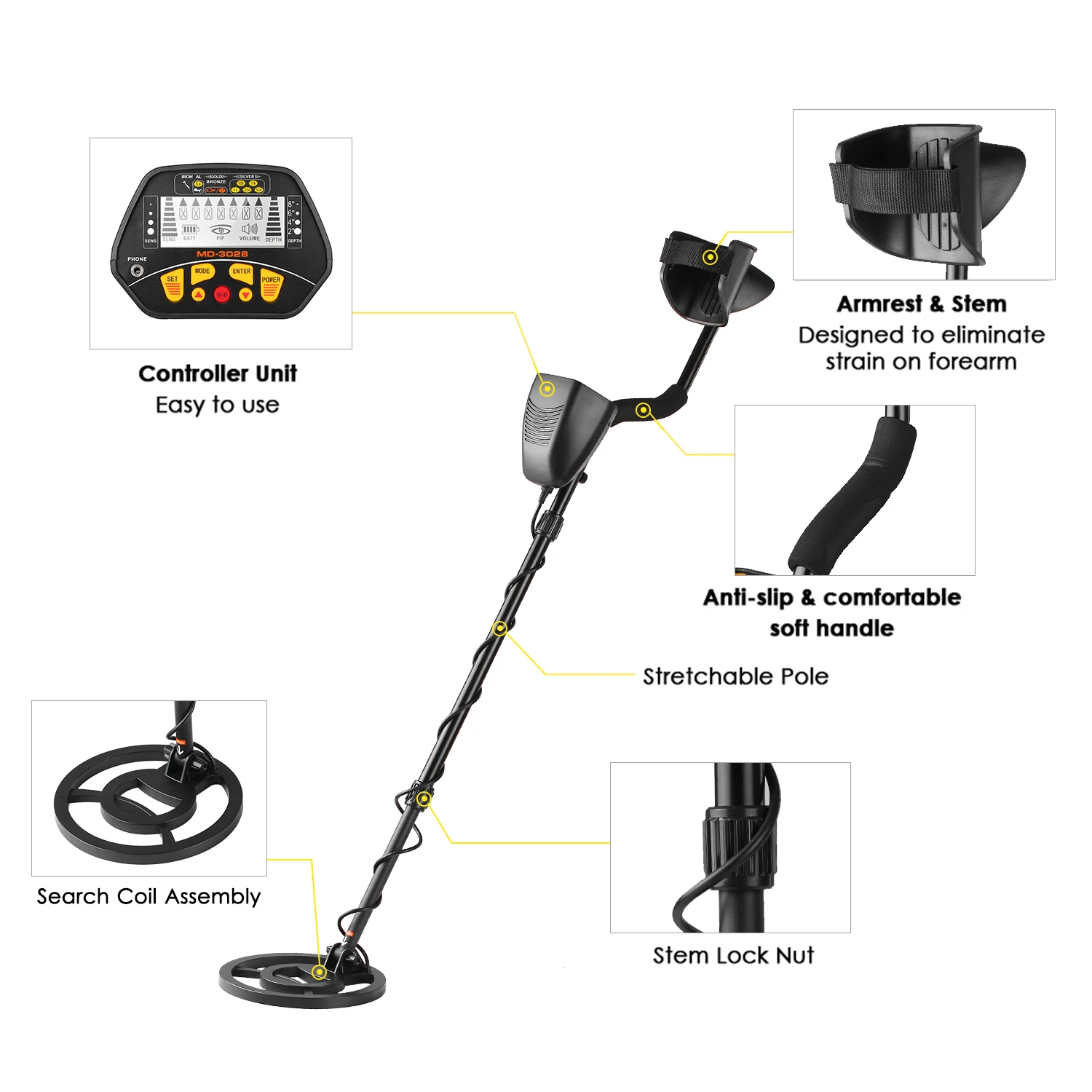 Профессиональный Подземный металлоискатель MD-3028 металлодетектор Высокая чувствительность ЖК-дисплей сокровище золото Охотник искатель сканер
