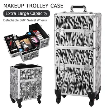 

Fashion 3 in 1 Aluminum Cosmetic Makeup Case Tattoo Box White Zebra Print cosmetic case for beauty professionals