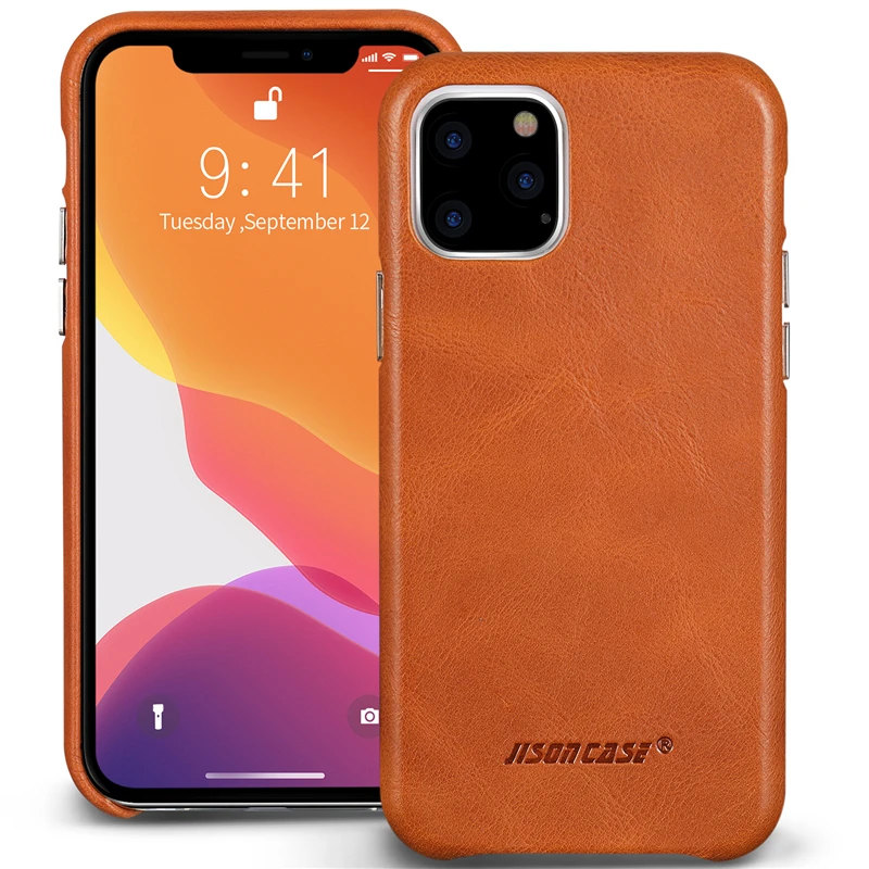 Jisoncase кожаный чехол для iPhone 11, ультра тонкий чехол из натуральной кожи, противоскользящий Мягкий защитный чехол для iPhone 11, 6,1”